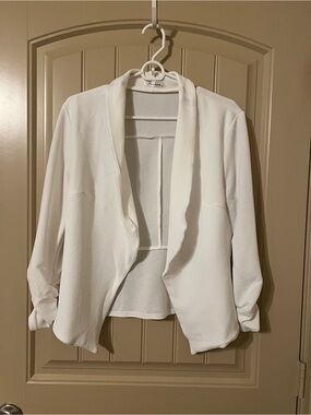 White Open-Front Women's Blazer Jacket